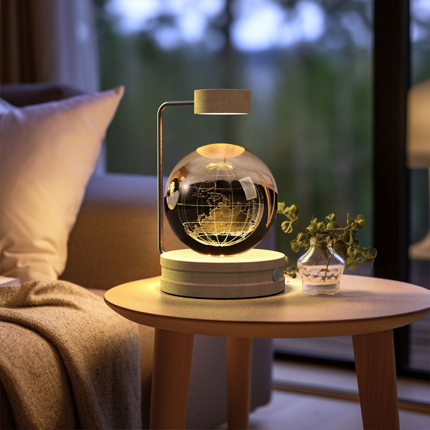3D Crystal Ball Night Light, Magnetic Floating LED Lamp with Touch Switch