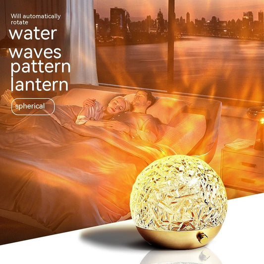 Crystal Water Ripple Projector Night Light, Mood Lamp for Bedroom & Home Aesthetic Decoration, Bedside Christmas Gift