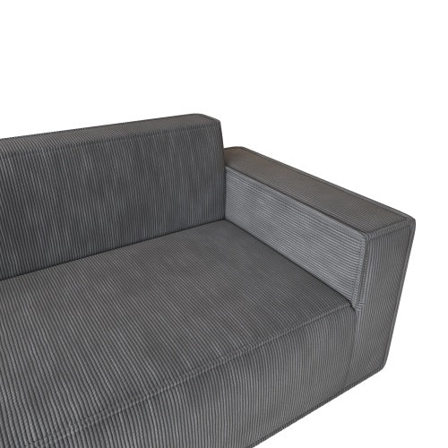 Sofa-in-a-Box 3-Seater Memory Foam Couch, Easy Transport Deep Seat Modern Sofa With Gray Corduroy Fabric For Living Room, Bedroom, Apartment Or Home Office