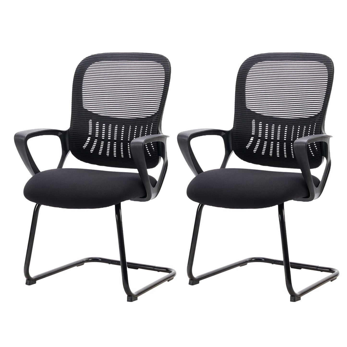 Office Guest Chair, Mesh Back Sled-Base with Arms (No Wheels, 275 lb)