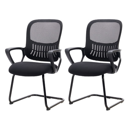Office Guest Chair, Mesh Back Sled-Base with Arms (No Wheels, 275 lb)