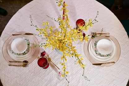 Jasmine Bone China Dinnerware Set – 16-Piece Service for 4 (Microwave & Dishwasher Safe, White)
