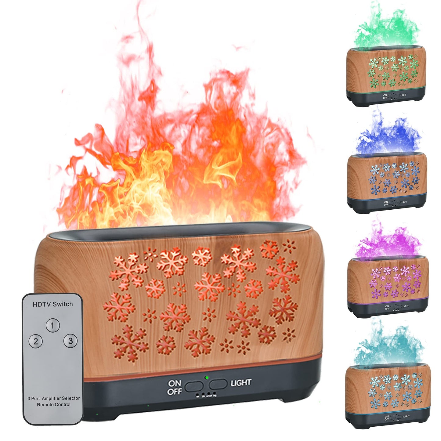 Christmas Snowflake 7-Color Flame Effect Humidifier & Aroma Diffuser