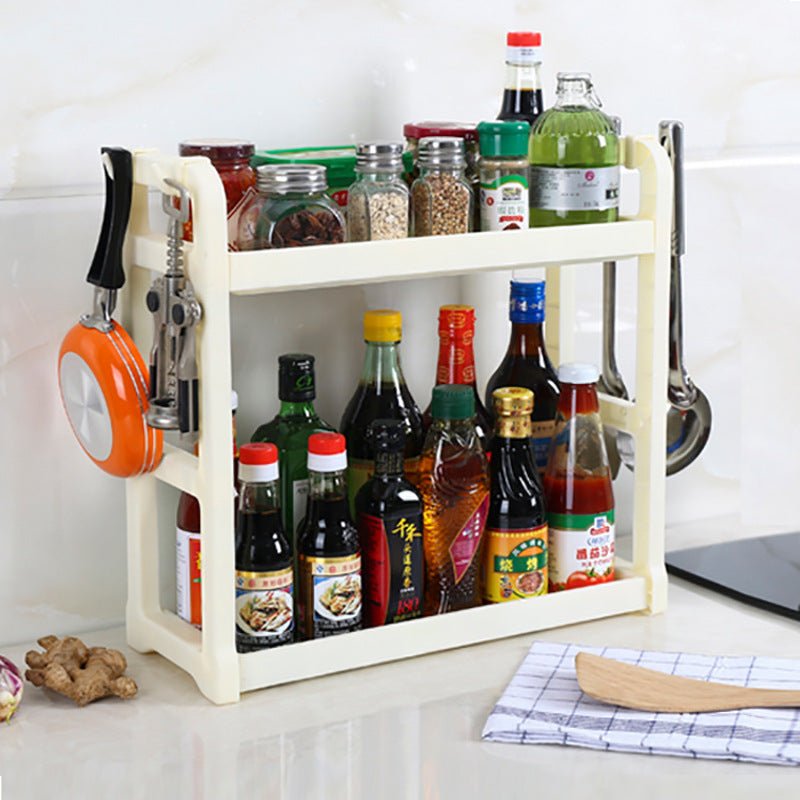 Foldable Multi-Layer Kitchen Storage Rack, Plastic Shelving Organizer