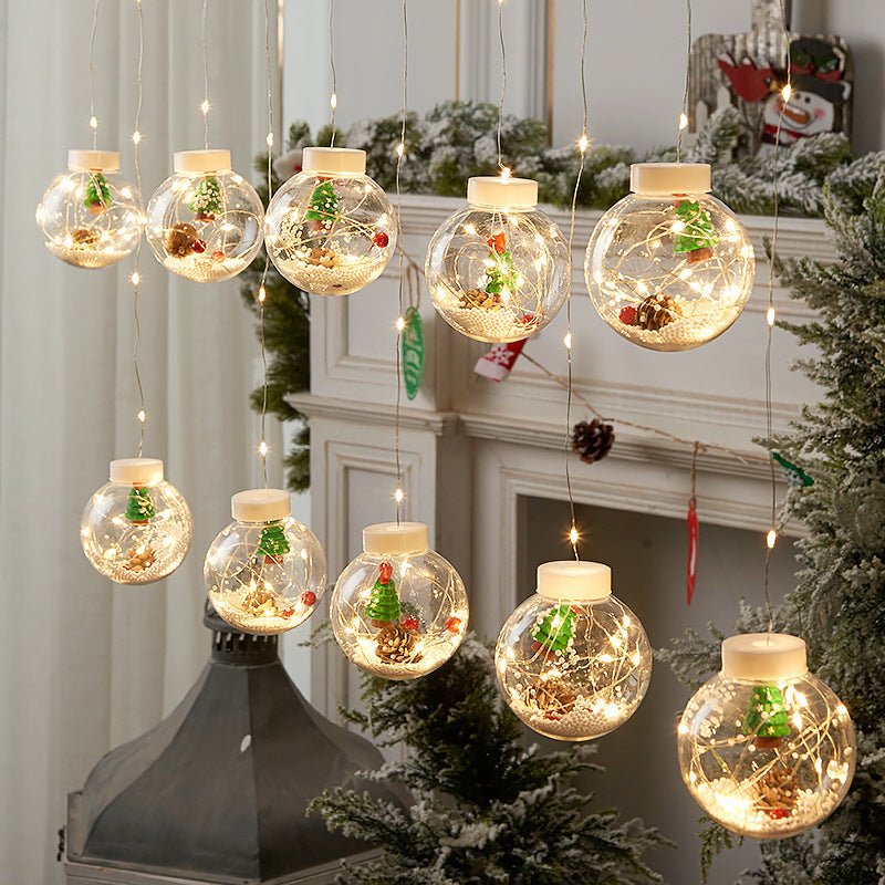 10 Pcs LED Christmas Curtain String Lights, Fairy Snowman Window Decoration