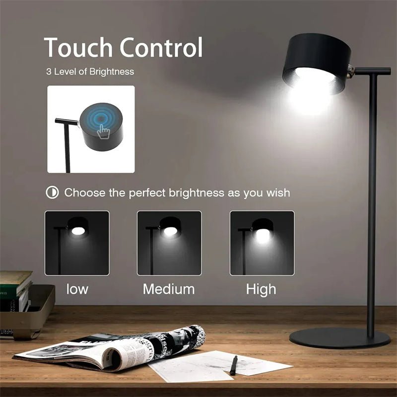 Multifunction LED Desk Lamp with Magnetic Mount, 360° Rotation & USB Rechargeable