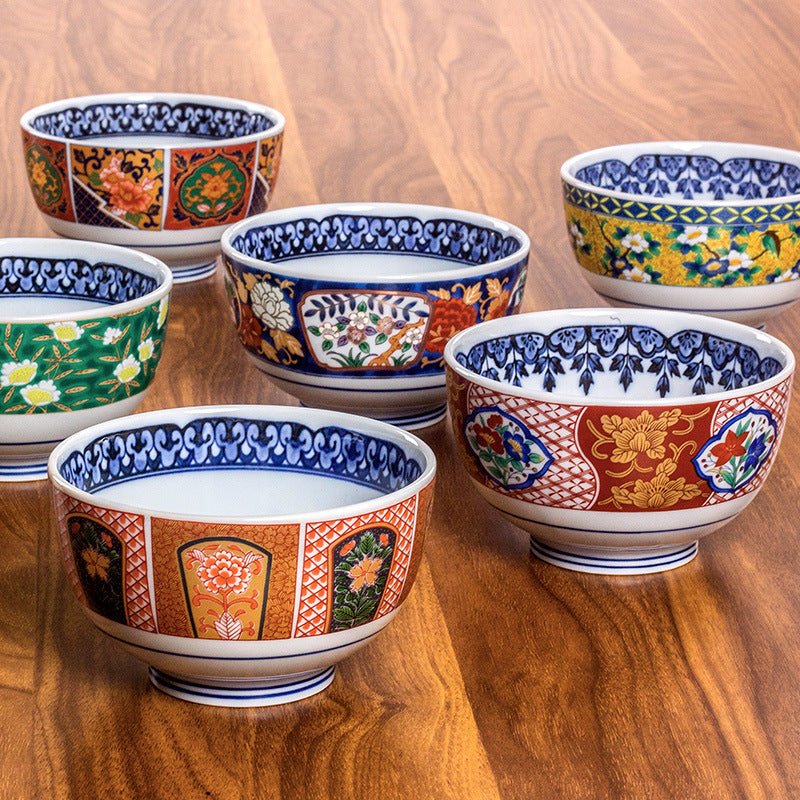 Retro Japanese Peony Pattern Ceramic Rice Bowls – Traditional Tableware for Home Dining