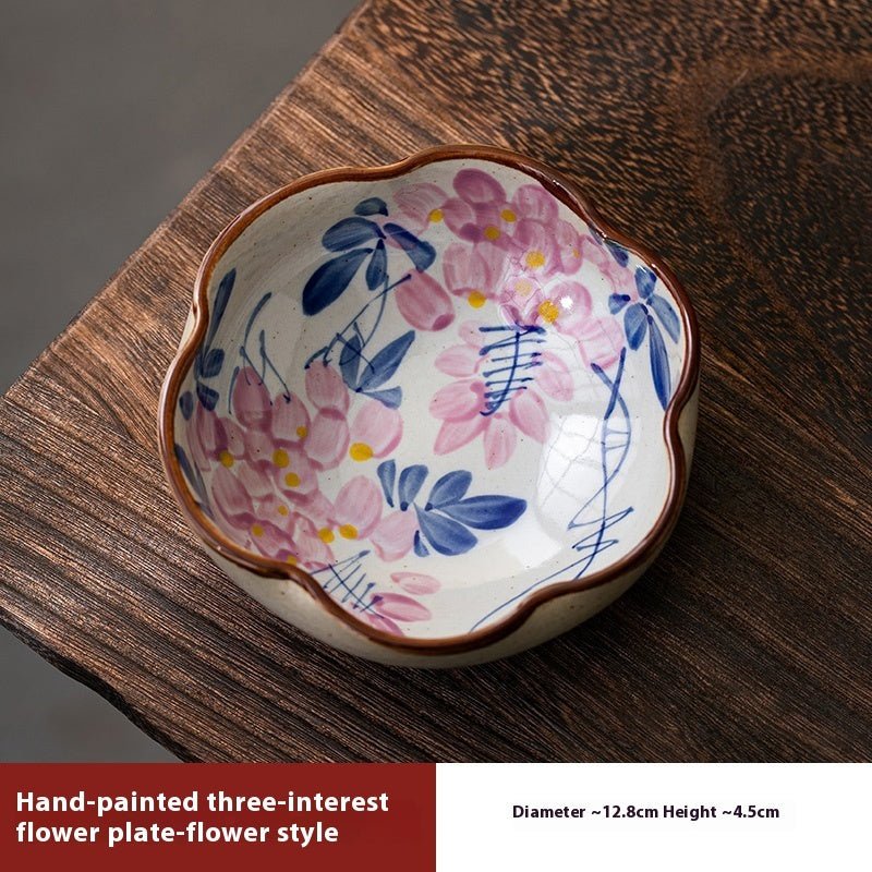 Retro Hand-Painted Ceramic Sauce & Dessert Plates – Underglaze Blue Style Fruit Dish