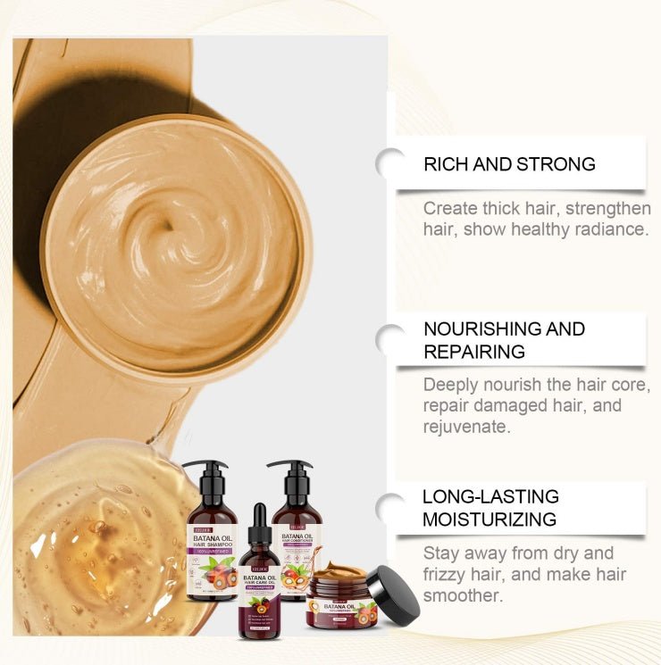 Batana Oil Voluminous Hair Care Set – Repairs Frizz, Nourishes Smooth Hair & Strengthens Hair Health