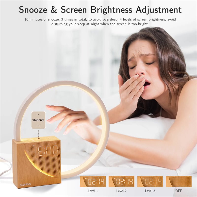 Multifunction Bedside Lamp with Alarm Clock, Natural Sounds, & 10W USB Charging