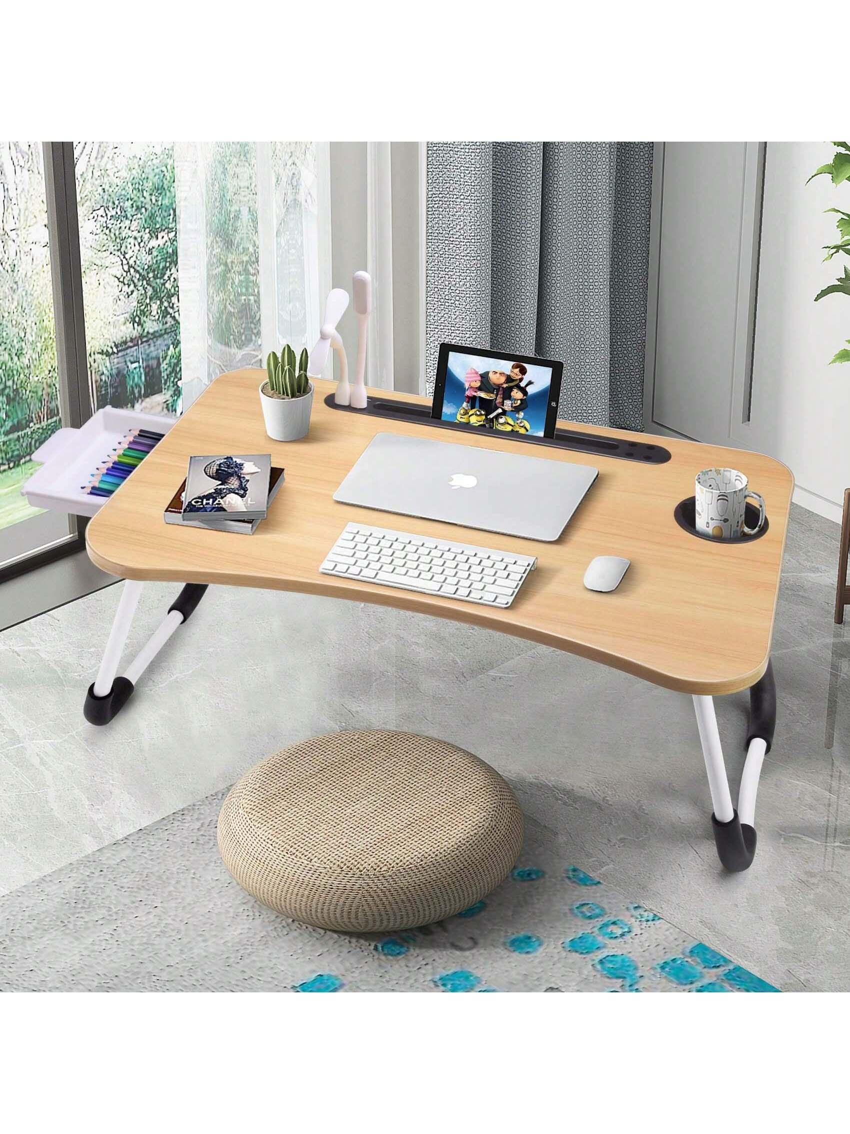 Portable Folding Laptop Desk with Cup Holder for Dorm, Bedroom, Office - Multifunctional Study Table - DonoHome