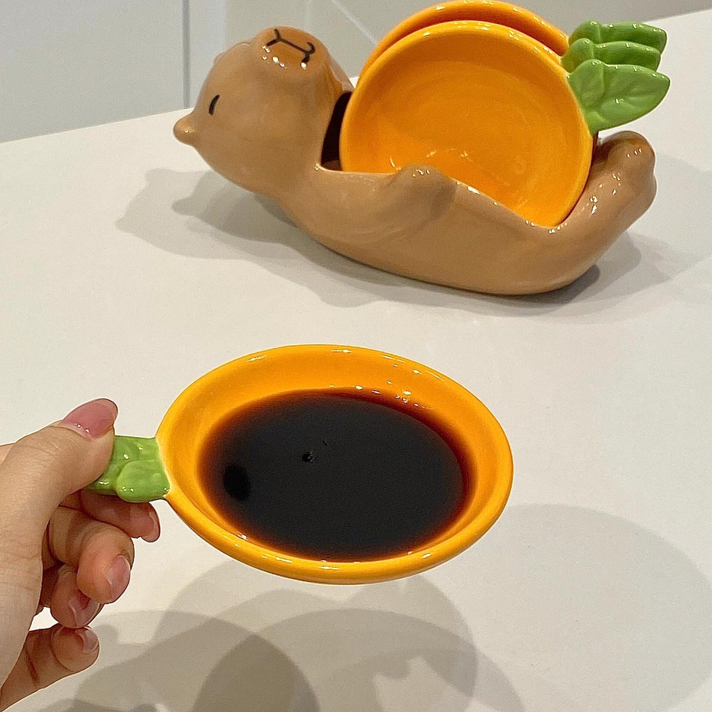 Cute Capybara Hot Pot Sauce Dish Set - Mild Luxury Retro Ceramic