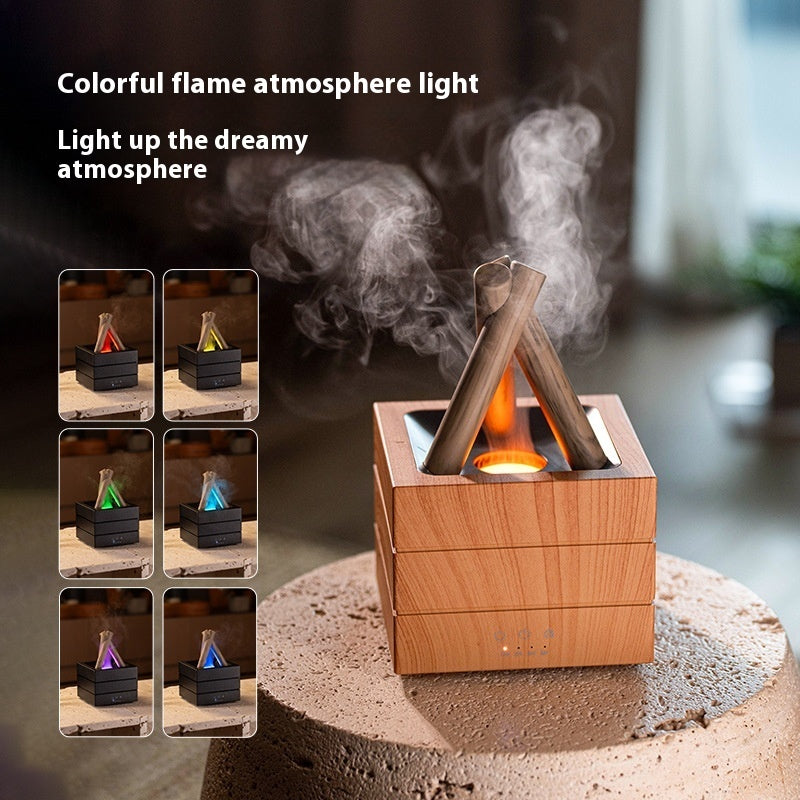 [Flame Effect Aromatherapy Humidifier] USB Desktop Diffuser Large Mist Essential Oil Compatible 7-Color LED Light