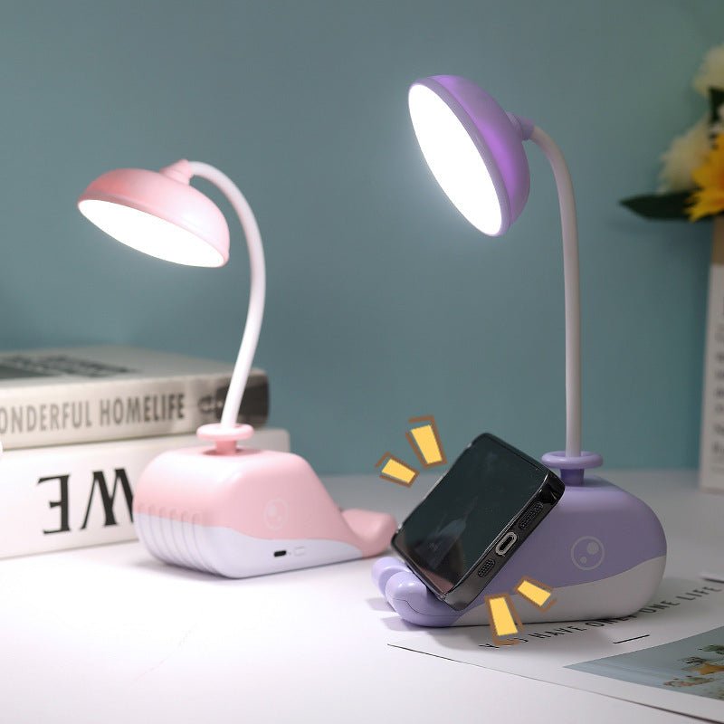 Cute Whale USB Rechargeable Desk Lamp – Portable LED Table Light for Kids & Home Decor