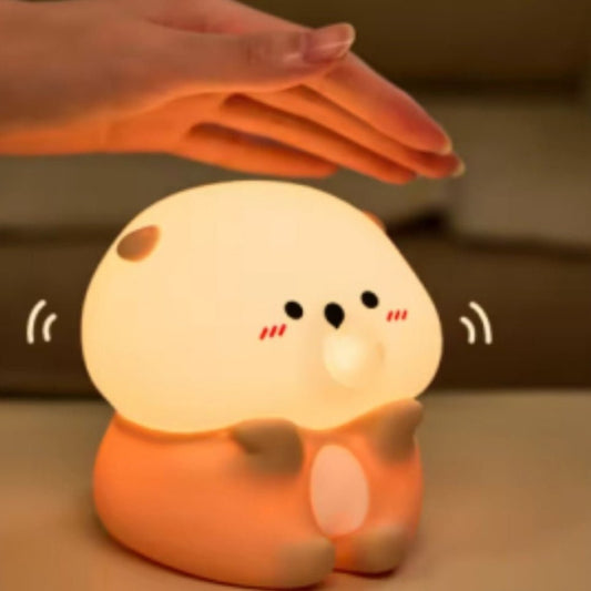 Cute Cartoon Silicone Night Light, Rechargeable Bedside Lamp for Kids Bedroom & Nursery