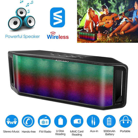Portable Wireless LED Bluetooth Speaker with FM Radio, USB/SD Reading, AUX-in & Multicolor Lights
