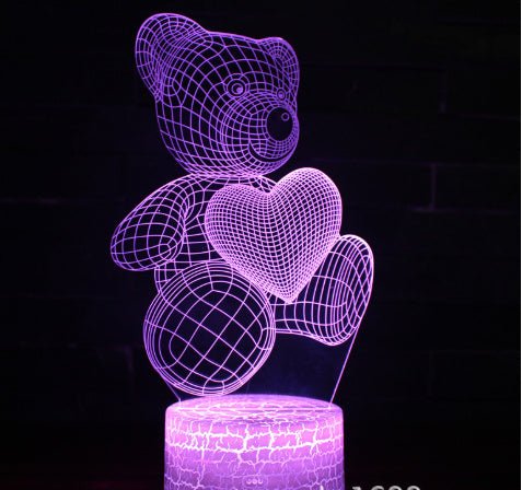 3D Teddy Bear LED Lamp, 16 Color Touch & Remote Control USB Night Light
