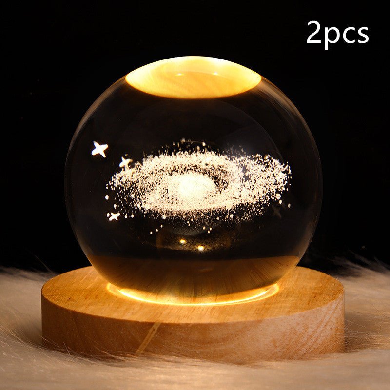 3D Galaxy Crystal Ball LED Night Light, Dimmable Table Lamp
