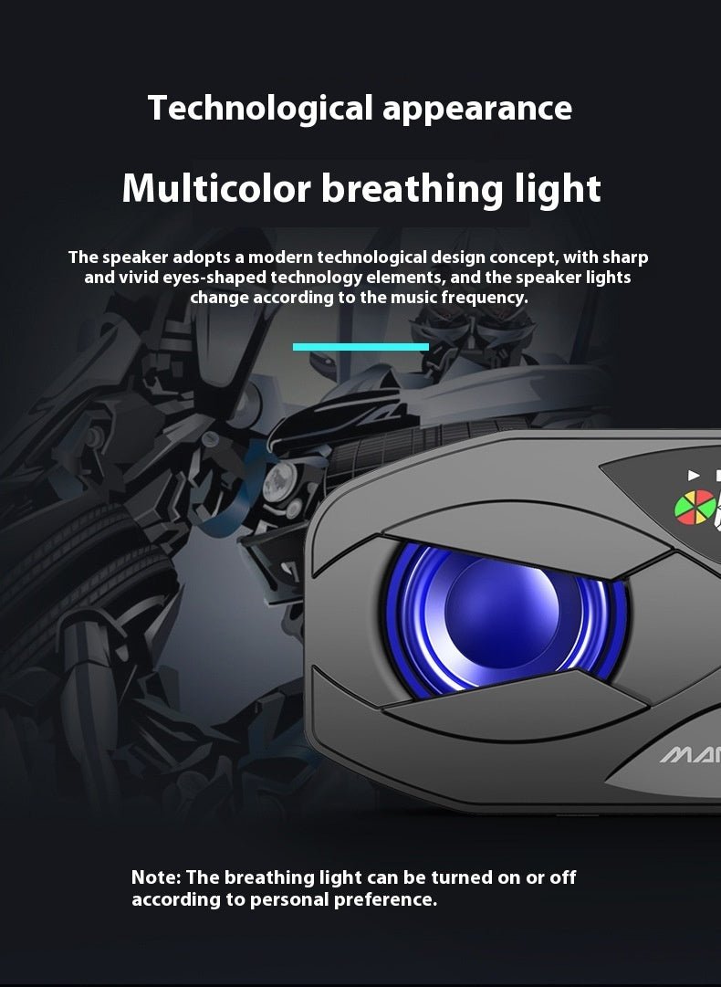 Portable Bluetooth 5.0 Speaker with FM Radio, Colorful LED Lights, Subwoofer