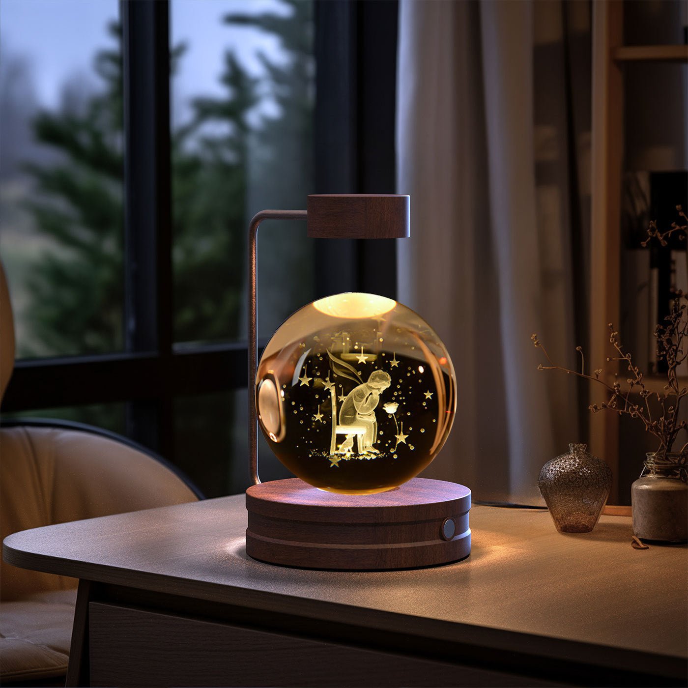 3D Crystal Ball Night Light, Magnetic Floating LED Lamp with Touch Switch