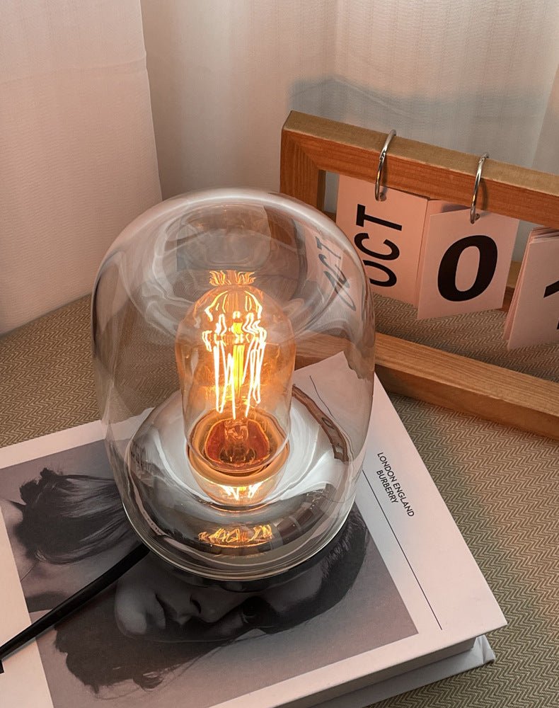 Edison Bulb Style Ambient Night Light, Glass Dome Bedside Lamp for Bedroom & Living Room Decoration