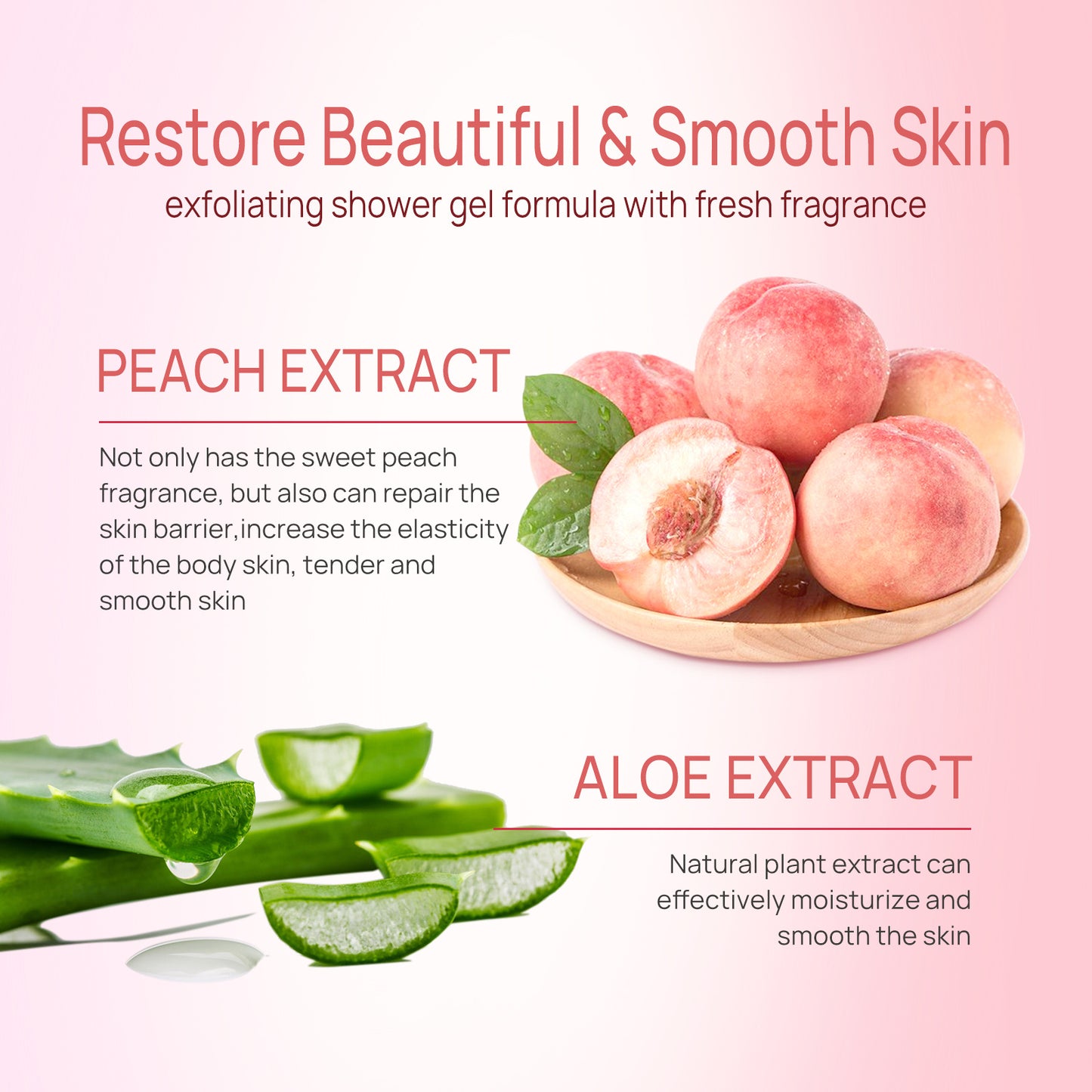 Peach Shower Gel – Exfoliating Perfumed Body Wash with Sweet Peach Scent, Deep Clean & Brightening
