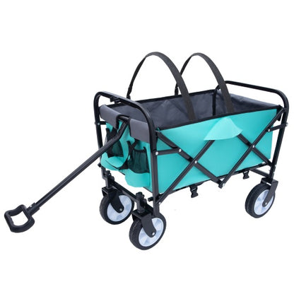 Collapsible Foldable Wagon Cart with Straps – Heavy Duty Utility Wagon for Camping, Gardening, Shopping & Sports (225 lbs Capacity)