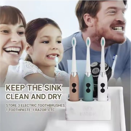 Toothpaste & Toothbrush Holder – Bathroom Counter Organizer for Electric Toothbrushes