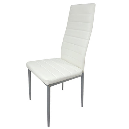 Set of 4 PU Leather Dining Chairs – Modern High-Back, Metal Legs (White)