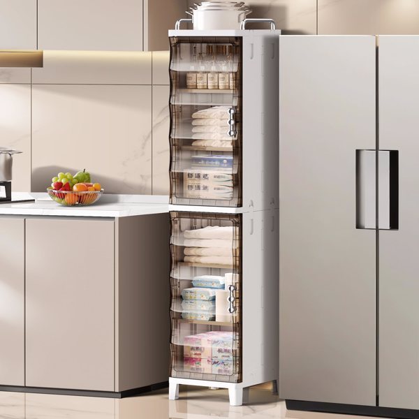 Narrow Slim Folding Storage Cabinet, Magnetic Door (Plastic, Tall)