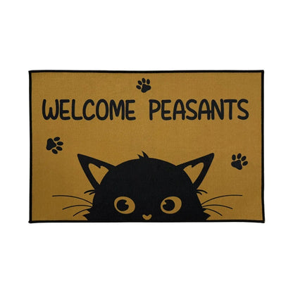 1 Piece Cat Welcome Doormat, Washable Low Pile Rug With Non-Slip Rubberized Dots Backing, Moisture-Absorbent Bath Mat For Bathroom Shower Laundry Room Bedroom Living Room Entryway Kitchen Floor Mat