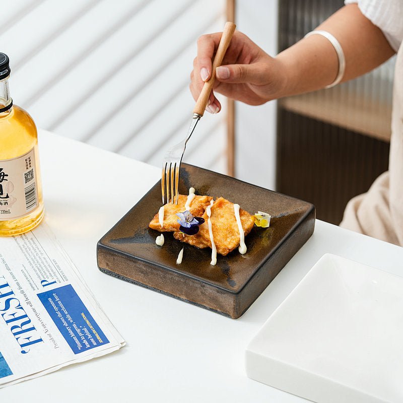 Modern Square Ceramic Plate – Hotel Style Tableware for Cold Dishes & Appetizers