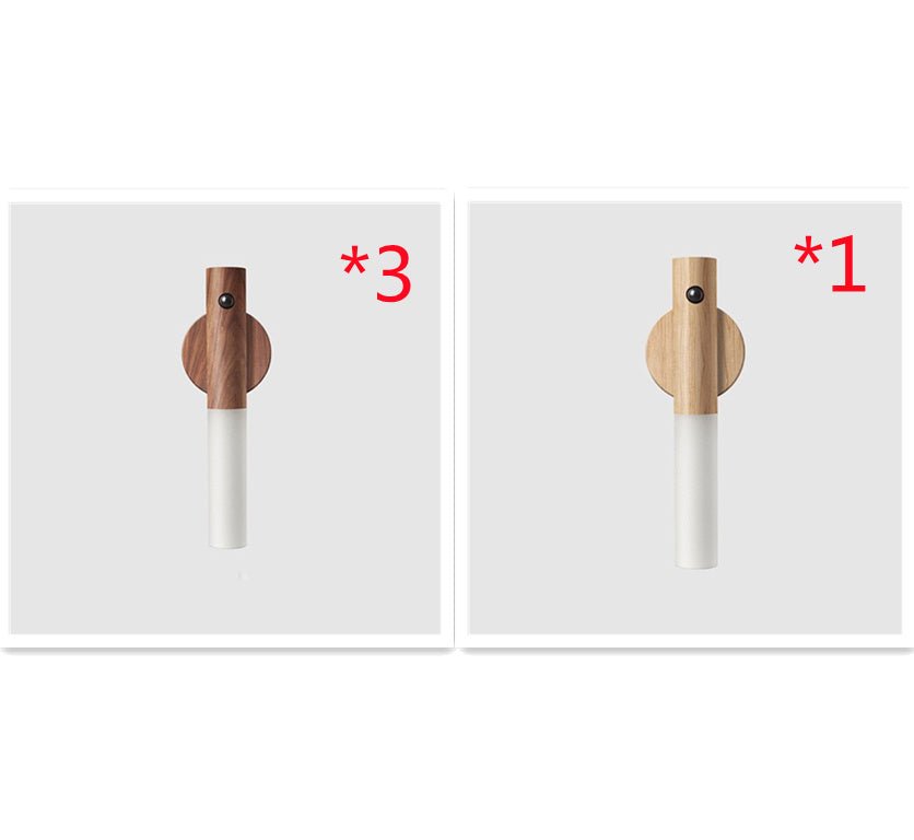 Magnetic Wood LED Night Light with PIR Motion Sensor, USB Charging