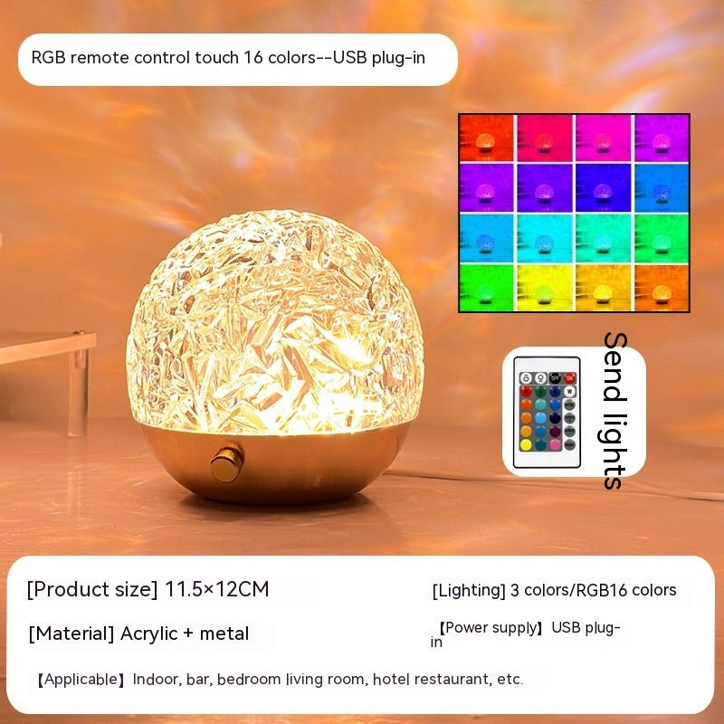 Crystal Water Ripple Projector Night Light, Mood Lamp for Bedroom & Home Aesthetic Decoration, Bedside Christmas Gift