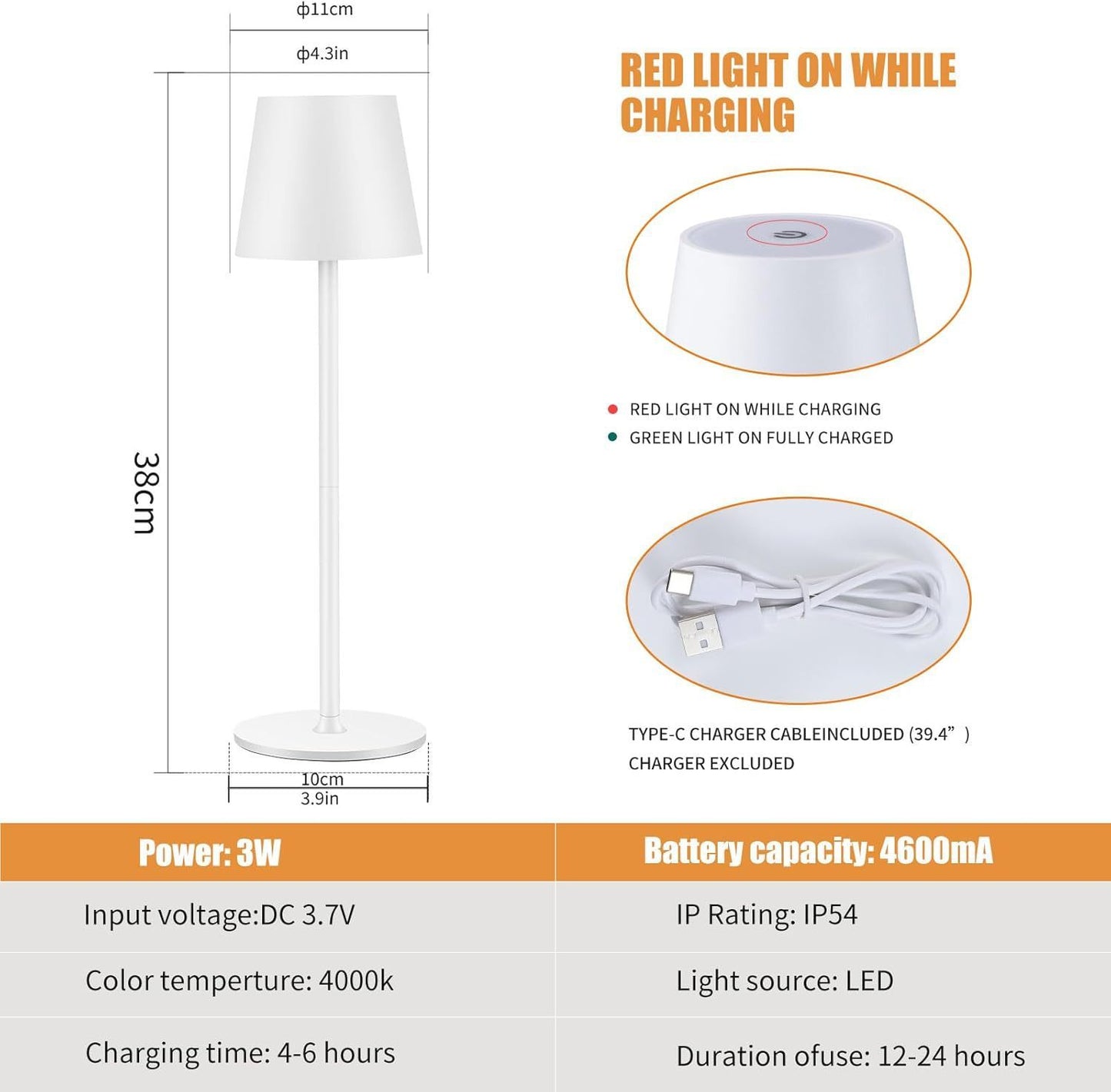 Waterproof Rechargeable Table Lamp – Creative LED Bedside & Desk Light for Home & Outdoor Use