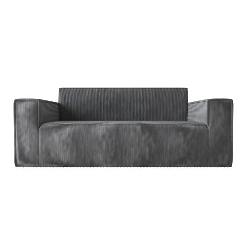 Sofa-in-a-Box 3-Seater Memory Foam Couch, Easy Transport Deep Seat Modern Sofa With Gray Corduroy Fabric For Living Room, Bedroom, Apartment Or Home Office