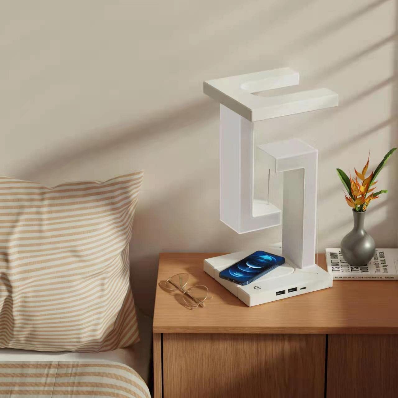 Magnetic Levitation Table Lamp with Wireless Charging, Eye Protection LED Light