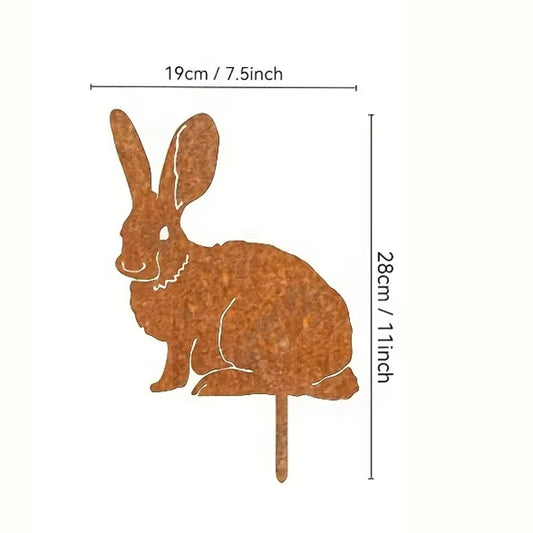 Metal Bunny Yard Stake – Rabbit Easter Garden Decor for Lawn, Patio & Flower Bed