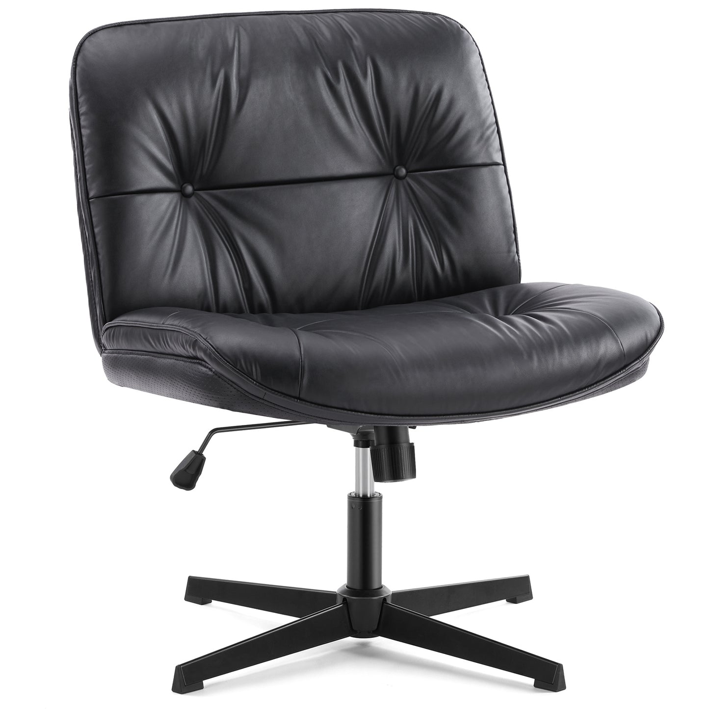 Criss Cross Legged Chair, Armless Office Desk Wide Seat No Wheels, Swivel Height Adjustable Comfy - DonoHome