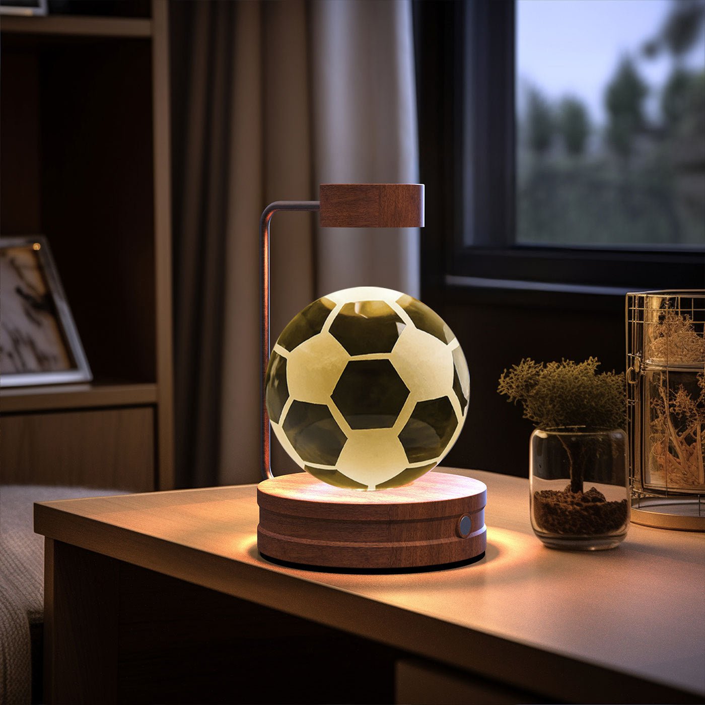 3D Crystal Ball Night Light, Magnetic Floating LED Lamp with Touch Switch