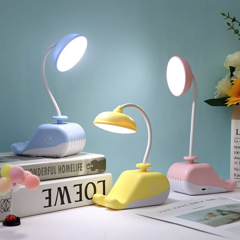 Cute Whale USB Rechargeable Desk Lamp – Portable LED Table Light for Kids & Home Decor