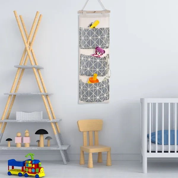 Wall Mounted Hanging Storage Bag Organizer with 3 Pockets, Space-Saving Closet and Door Pouch for Home Organization