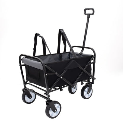 Collapsible Foldable Wagon Cart with Straps – Heavy Duty Utility Wagon for Camping, Gardening, Shopping & Sports (225 lbs Capacity)
