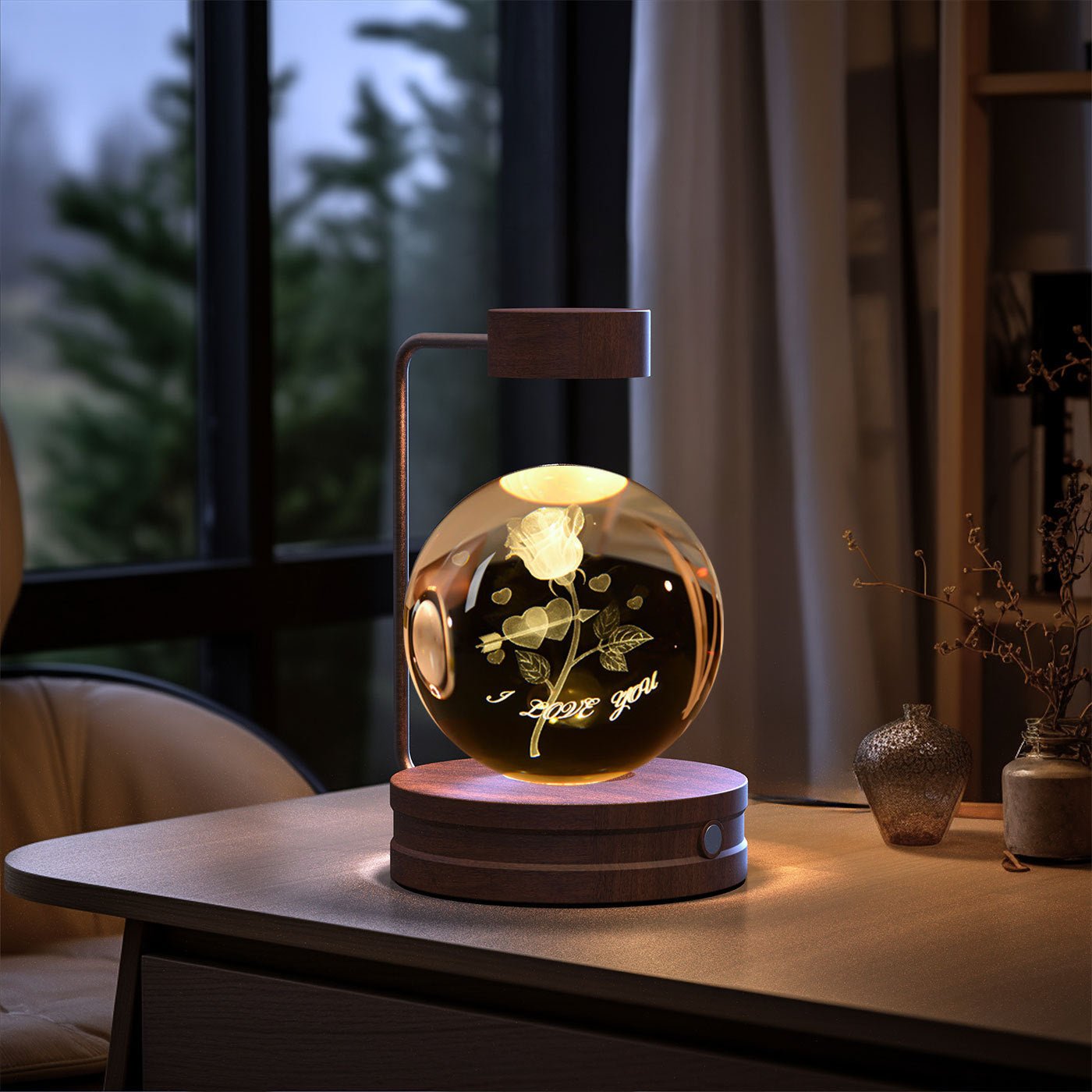 3D Crystal Ball Night Light, Magnetic Floating LED Lamp with Touch Switch