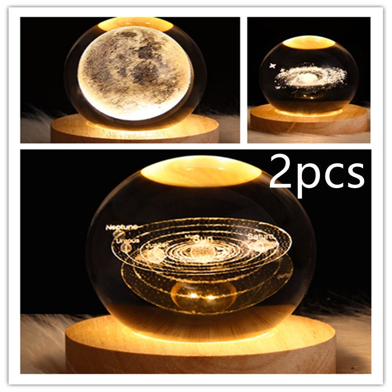 3D Galaxy Crystal Ball LED Night Light, Dimmable Table Lamp