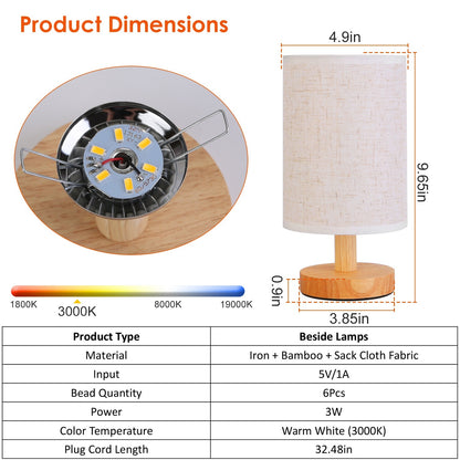 Warm White Bedside Lamp – Modern Bedroom Night Light with USB Plug