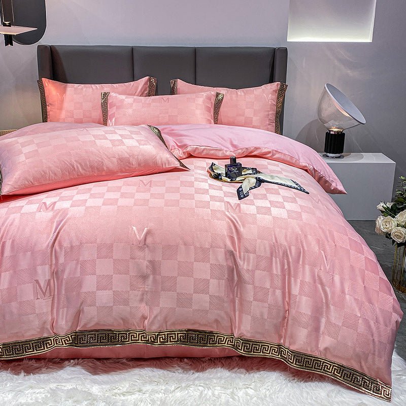 Luxury Silk Cotton Bedding Set – Fitted Sheet, Quilt Cover & Pillowcases (4-Piece)