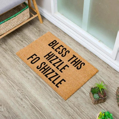 Bless This Hizzle Fo Shizzle Heavy-Duty Coconut Coir Doormat - Non-Slip Premium Outdoor Mat For Entryway With Humorous Housewarming Gift Design, 23.6x15.7 Inch 60x40cm Durable Front Porch Decor