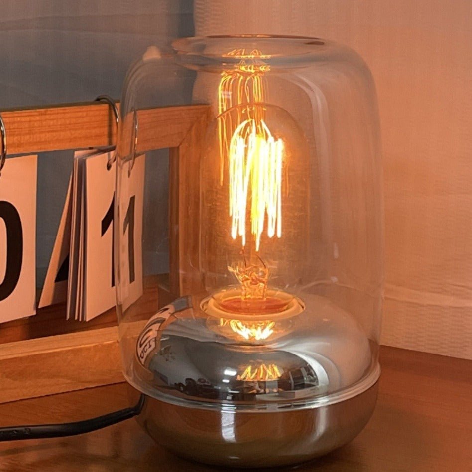 Edison Bulb Style Ambient Night Light, Glass Dome Bedside Lamp for Bedroom & Living Room Decoration