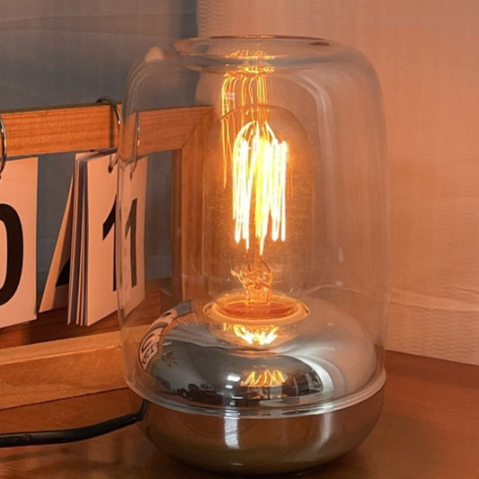 Edison Bulb Style Ambient Night Light, Glass Dome Bedside Lamp for Bedroom & Living Room Decoration